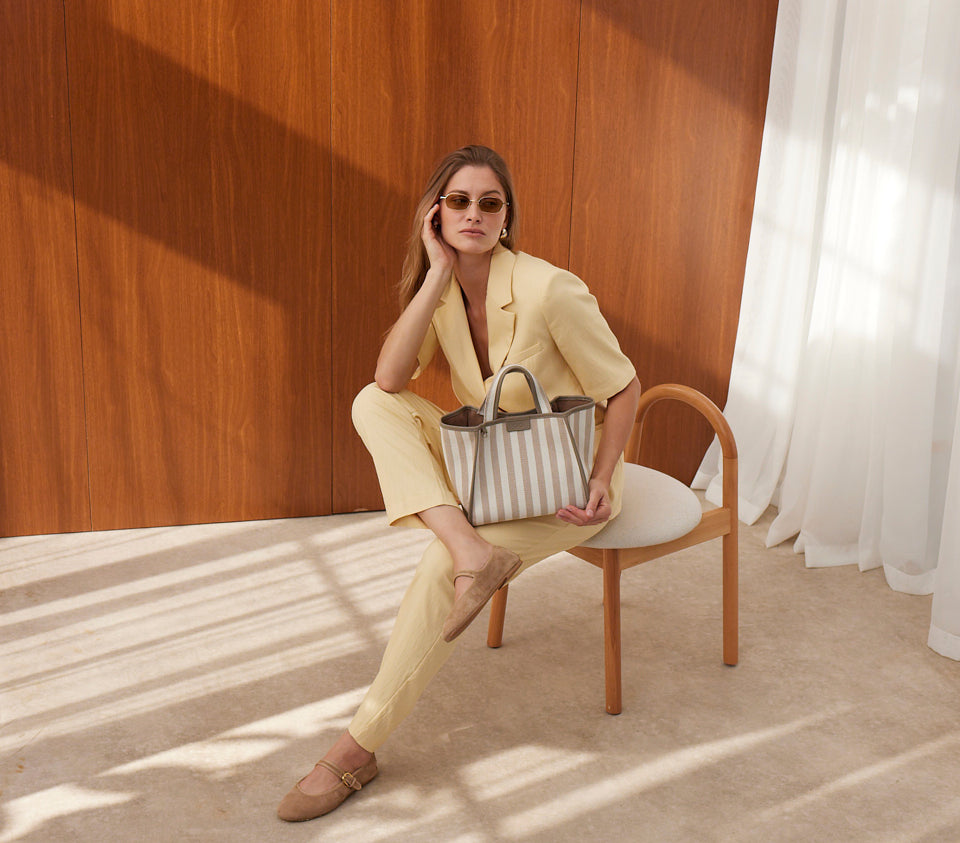 Molly Canvas City Beige Stripe