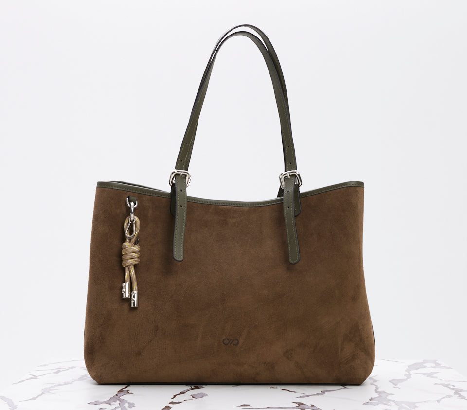 Ella Tote Suede Tobacco Green