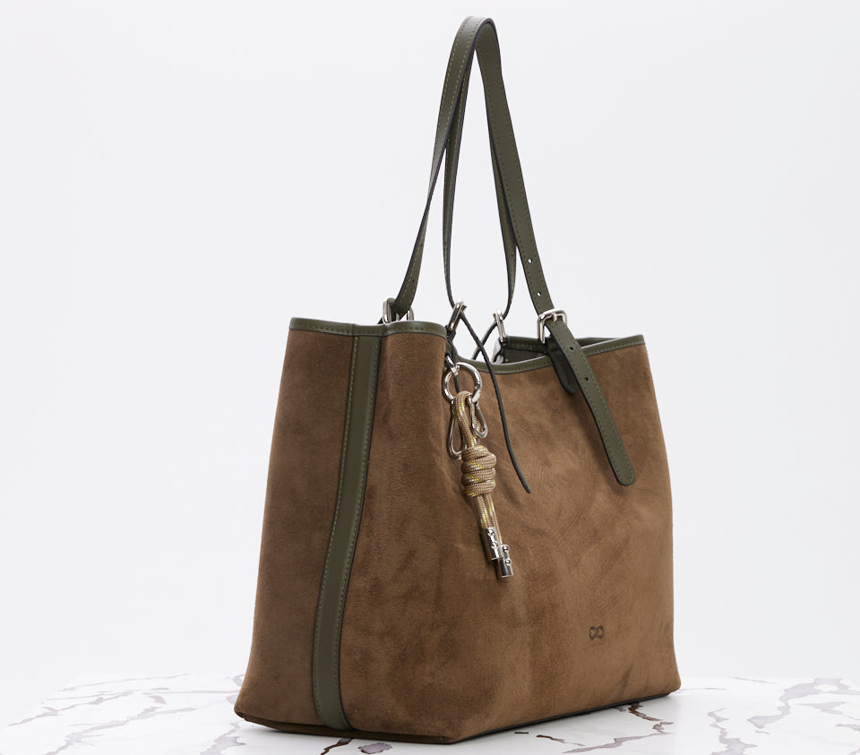 Ella Tote Suede Tobacco Green