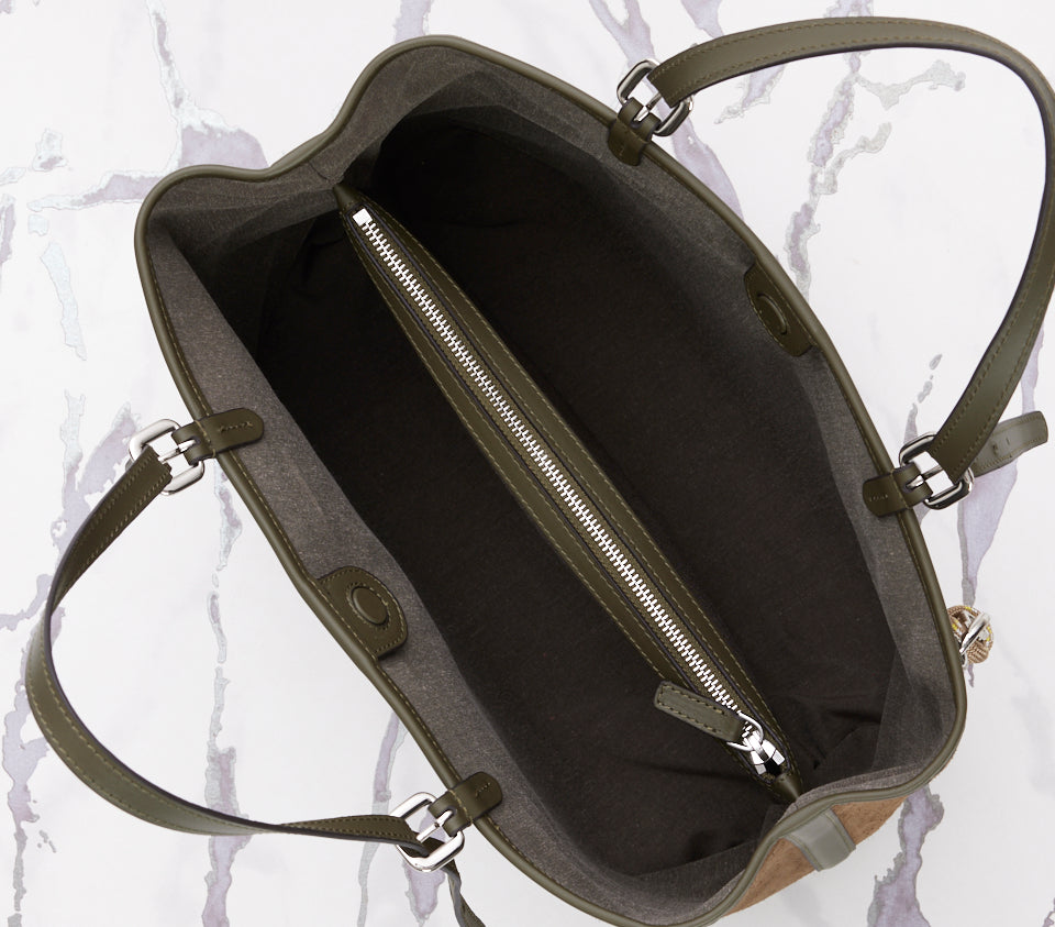 Ella Tote Suede Tobacco Green